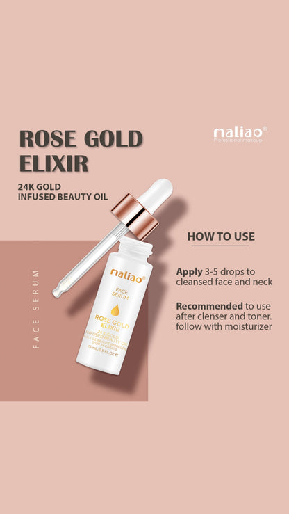 Maliao Face Serum Rose Gold Elixir - 24K Gold Infused Beauty Oil for Radiant Skin