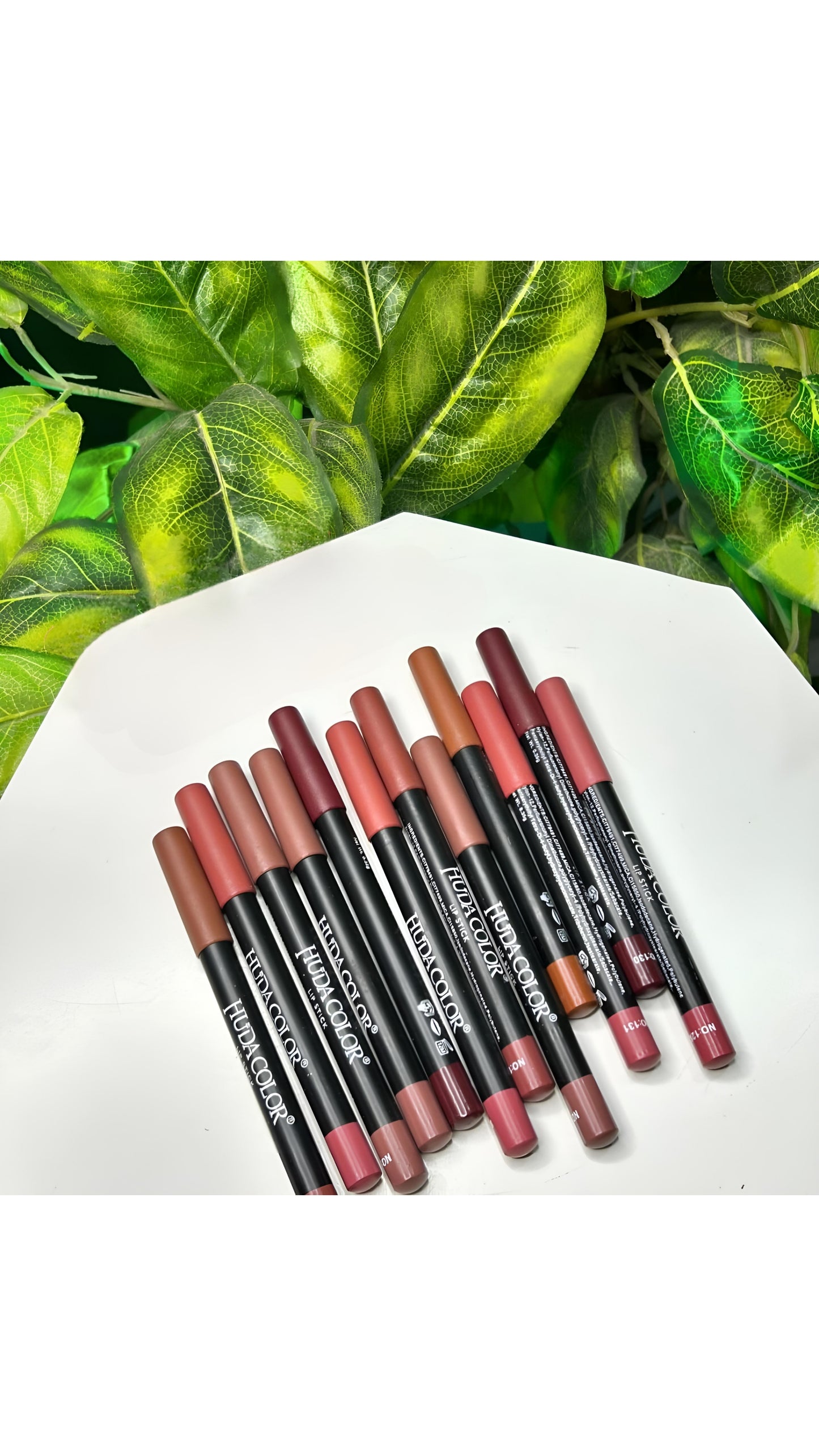 Huda Color Nude Lip Liner Set of 12 Waterproof & Smudge Proof | Long-lasting Lip Liner | Matte Finish Lip Pencil | Non-drying Formula