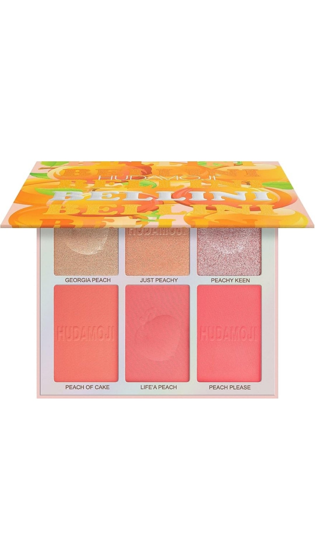 HUDAMOJI Blush Highlighter Palette | 6 Color Matte Shimmer Blusher Face Makeup | Bellini Blusher Palette