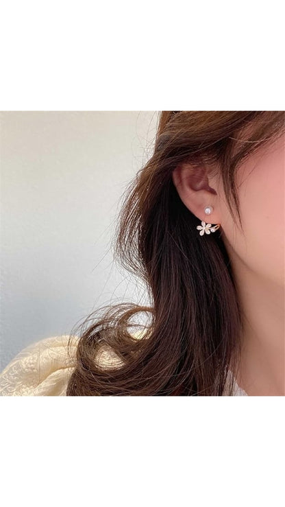 Flower Shape with Pearl Korean earring