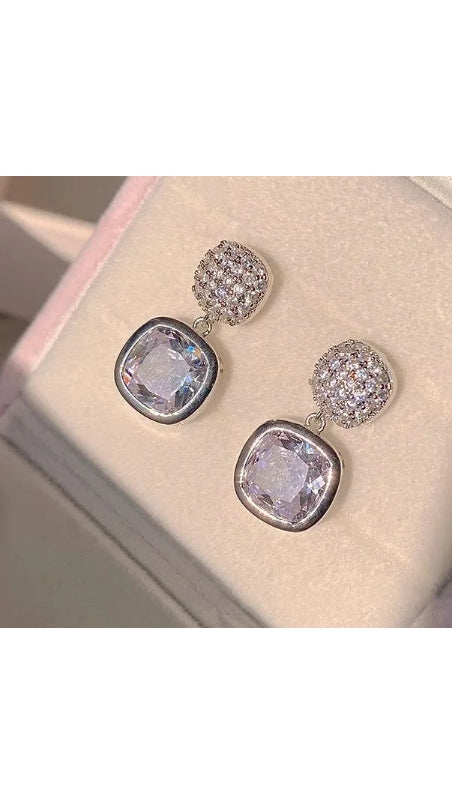 Luxury style Crystal Earrings Lilac Color