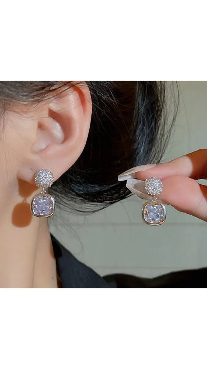 Luxury style Crystal Earrings Lilac Color