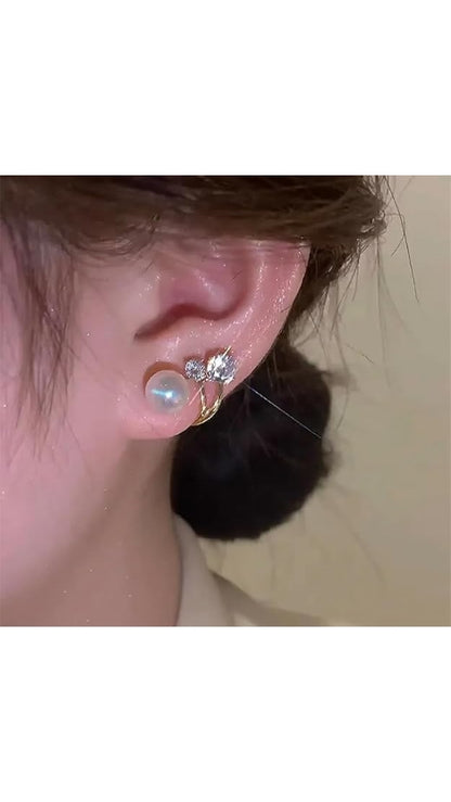 Korean Crystal Ear studs with pearls