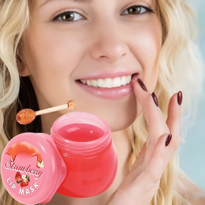 Strawberry Lip Mask In a Cute Honey Pot Container. Nourishing, Hydrating & Rejunevating.