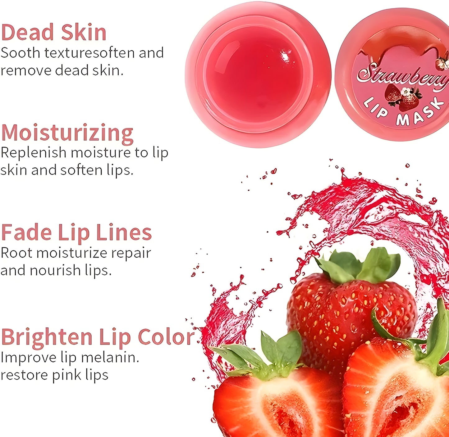 Strawberry Lip Mask In a Cute Honey Pot Container. Nourishing, Hydrating & Rejunevating.