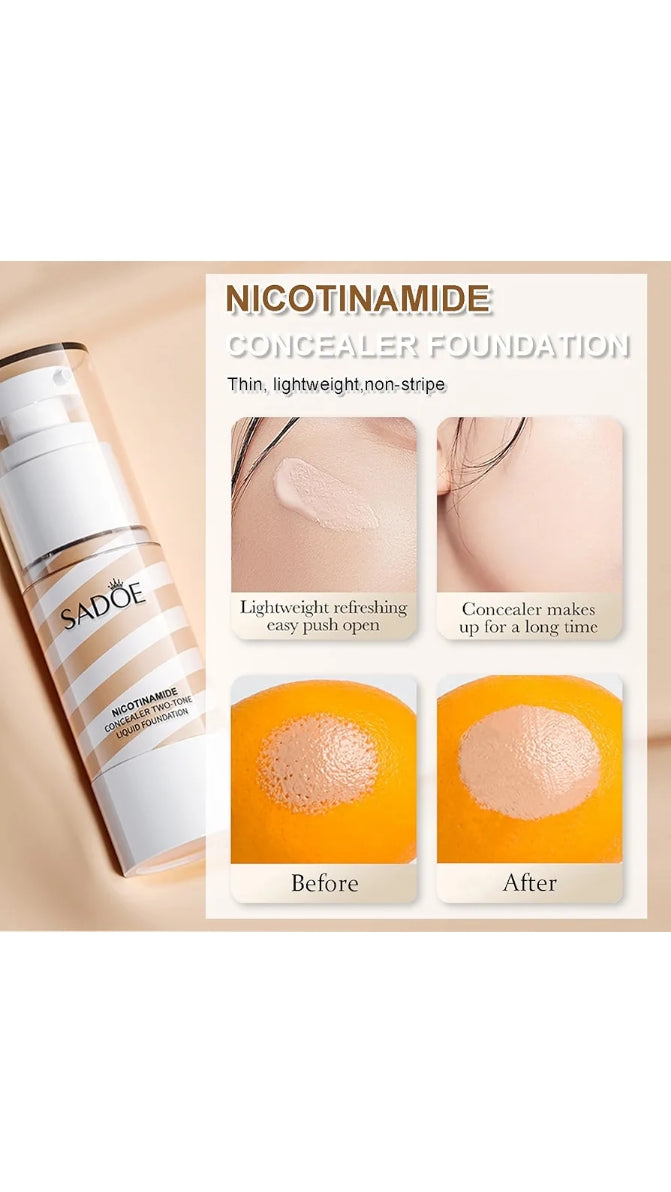 Sadoer Nicotinamide Concealer Two-Tone Liquid Foundation