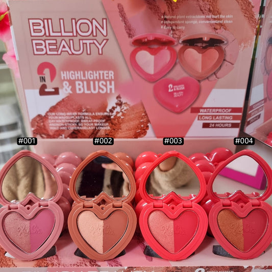 Billion Beauty 2 in 1 Highlighter & Blush Heart Shaped