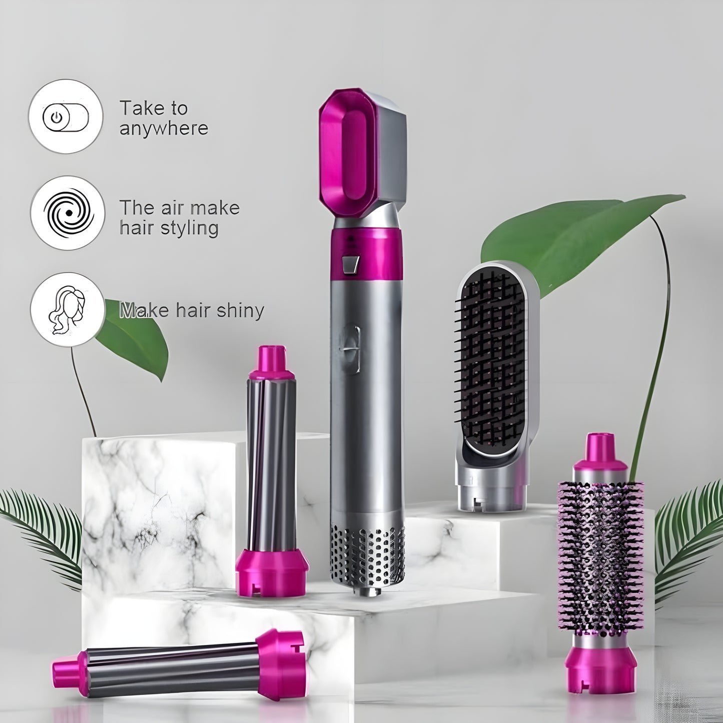 5 in 1 Multifunctional Hot Air Hair Brush Styler Dryer with Comb