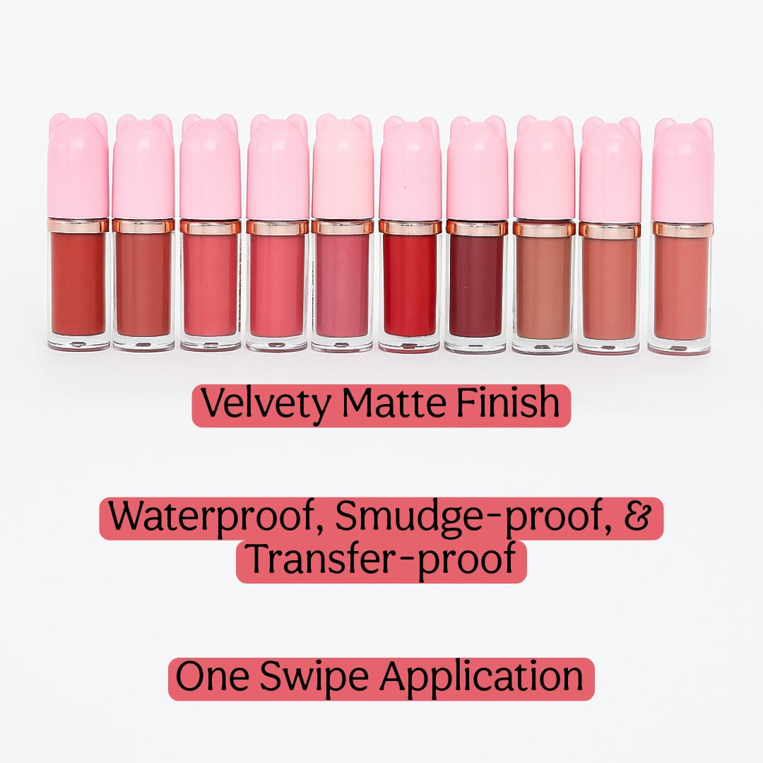 K-Beauty Mini Velvety Liquid Matte Lipstick Set of 10