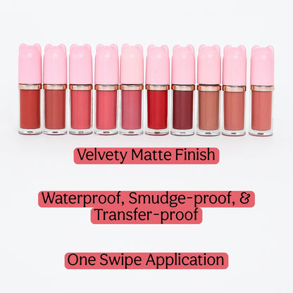 K-Beauty Mini Velvety Liquid Matte Lipstick Set of 10