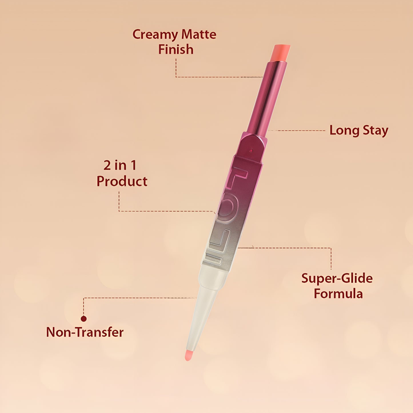 Korean 2 in 1 Lipstick Lip Liner Duo