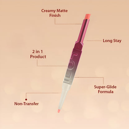 Korean 2 in 1 Lipstick Lip Liner Duo