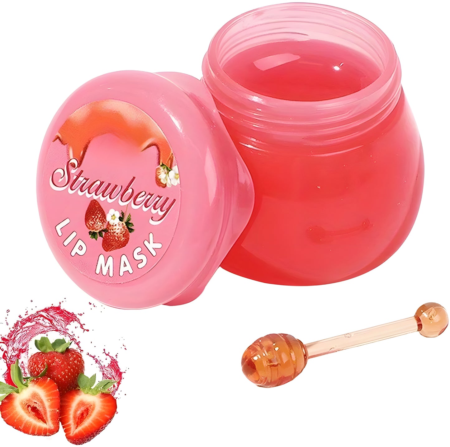 Strawberry Lip Mask In a Cute Honey Pot Container. Nourishing, Hydrating & Rejunevating.