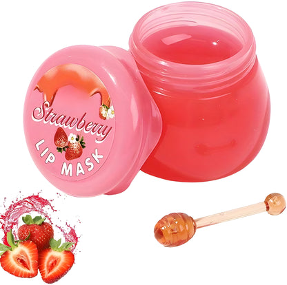 Strawberry Lip Mask In a Cute Honey Pot Container. Nourishing, Hydrating & Rejunevating.