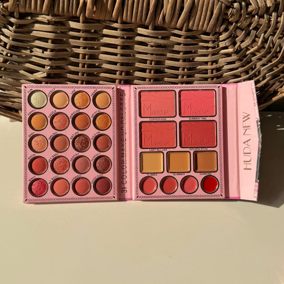 Mini Makeup Kit Book – All-in-One Face Palette with 20 Eyeshadows, 4 Blush, 3 Bronzer & Concealer, 4 Lip Shades