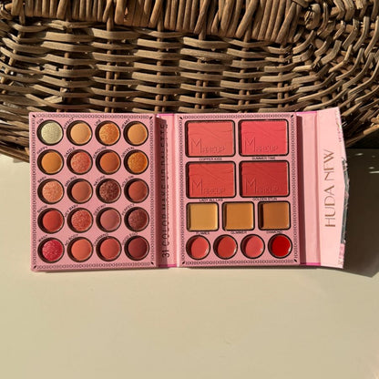 Mini Makeup Kit Book – All-in-One Face Palette with 20 Eyeshadows, 4 Blush, 3 Bronzer & Concealer, 4 Lip Shades