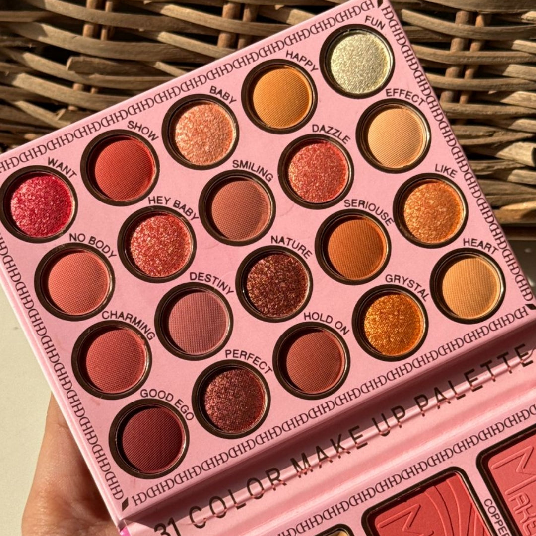 Mini Makeup Kit Book – All-in-One Face Palette with 20 Eyeshadows, 4 Blush, 3 Bronzer & Concealer, 4 Lip Shades