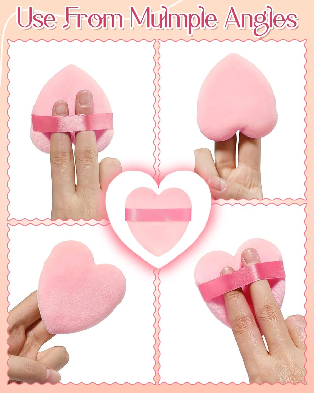 Set of 6 Heart Shaped Finger Puff
