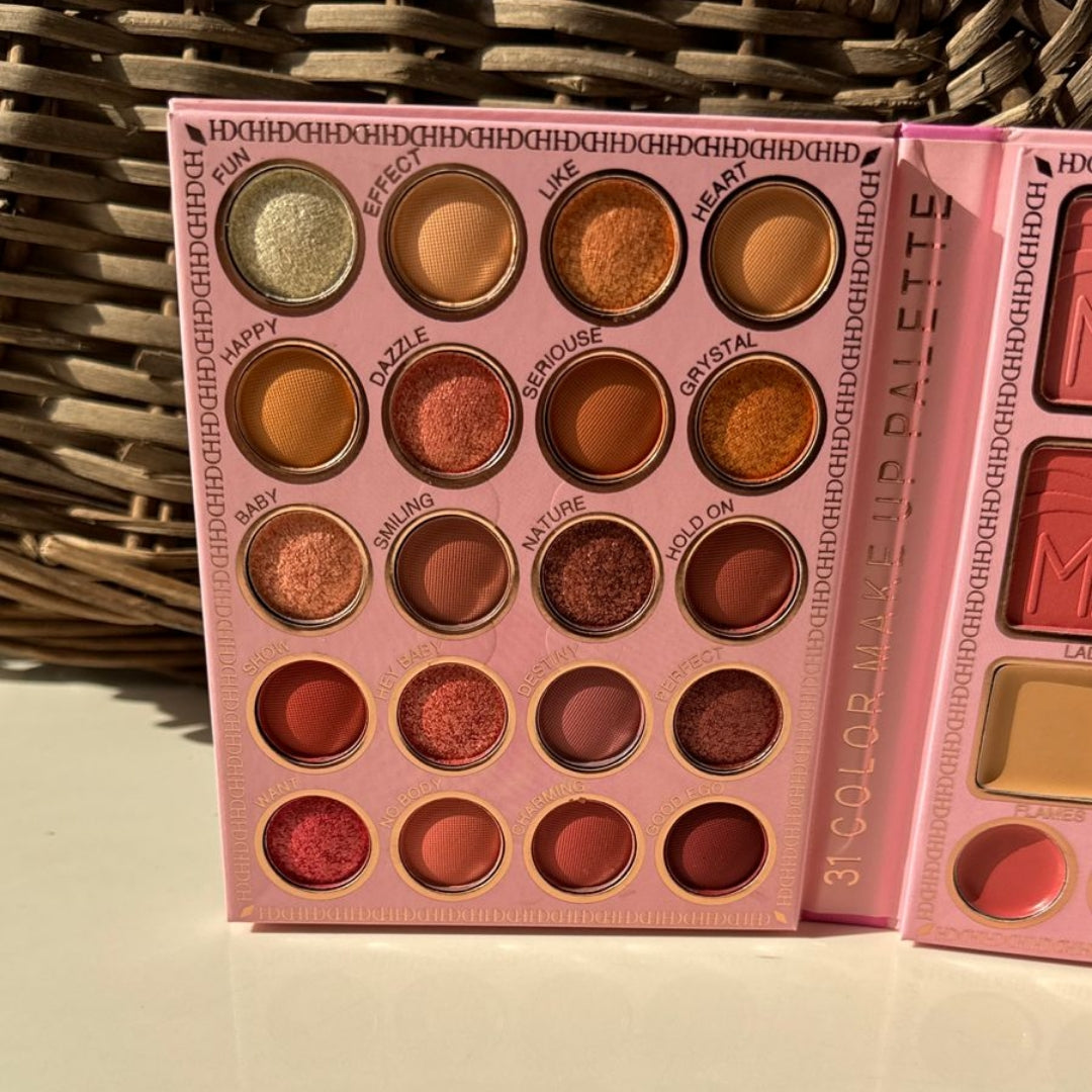 Mini Makeup Kit Book – All-in-One Face Palette with 20 Eyeshadows, 4 Blush, 3 Bronzer & Concealer, 4 Lip Shades