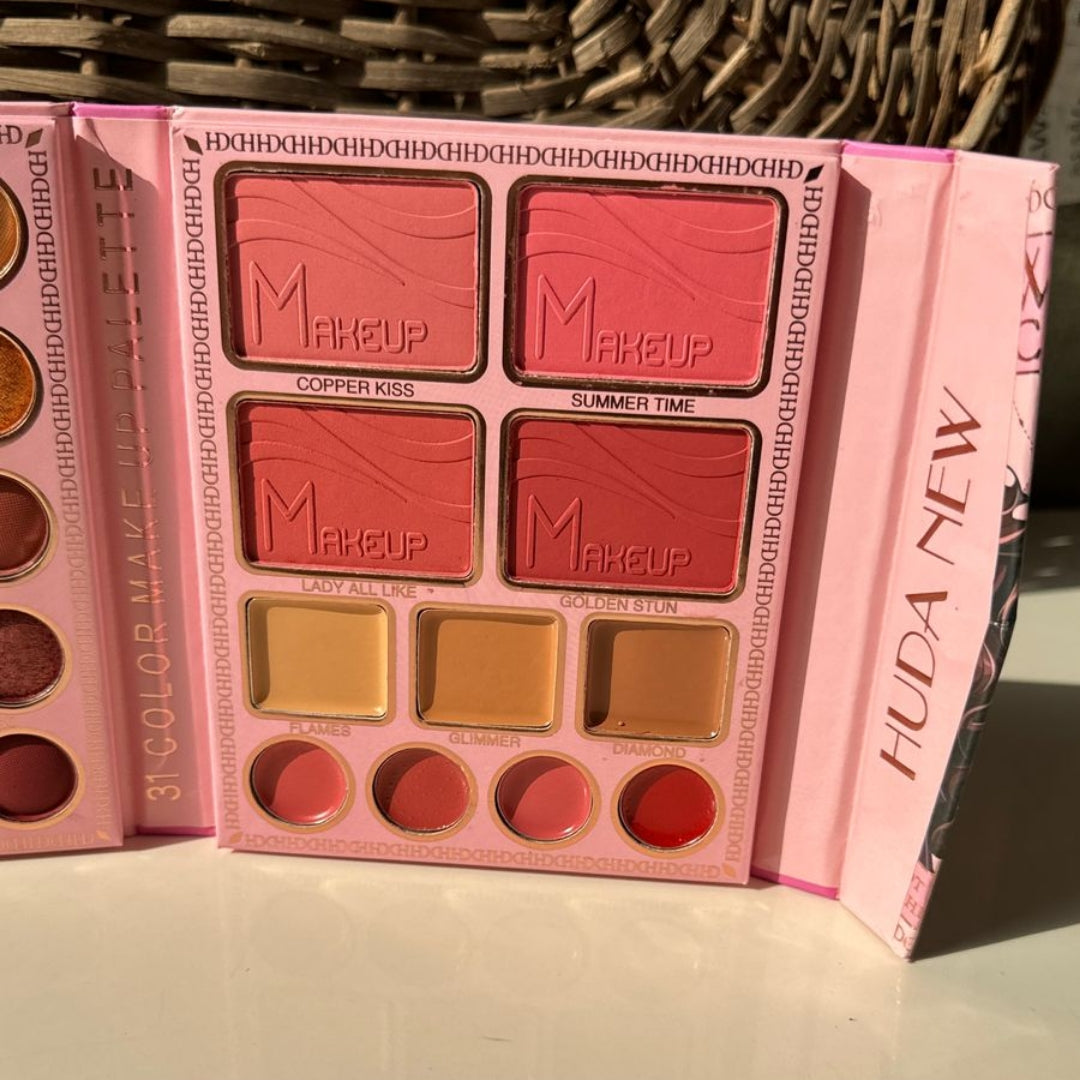 Mini Makeup Kit Book – All-in-One Face Palette with 20 Eyeshadows, 4 Blush, 3 Bronzer & Concealer, 4 Lip Shades