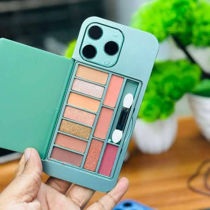 Korean iPhone Shape All-in-One Makeup Kit Pro Max | Blush, Highlighter & Eyeshadow Palette with Brush & Mirror | Cute Korean Aesthetic Portable Makeup Kit for Girls