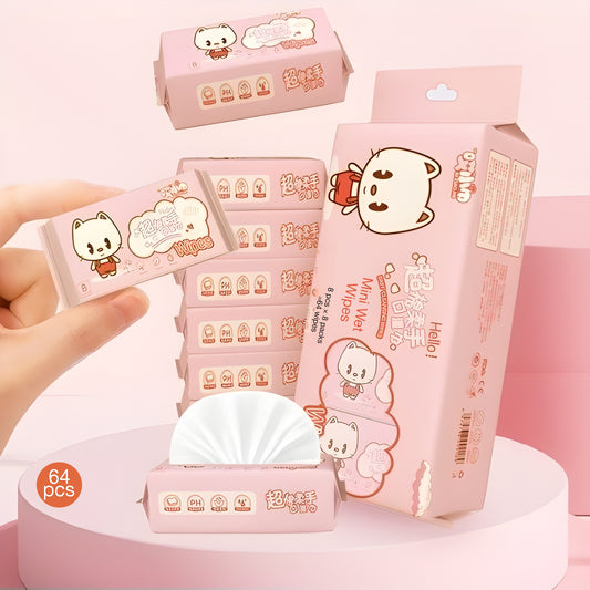 Korean Mini Wet Wipes Set of 64 Wipes