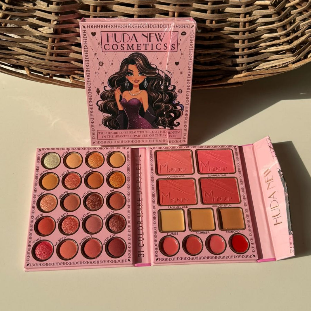 Mini Makeup Kit Book – All-in-One Face Palette with 20 Eyeshadows, 4 Blush, 3 Bronzer & Concealer, 4 Lip Shades