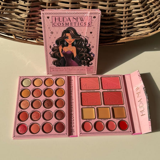 Mini Makeup Kit Book – All-in-One Face Palette with 20 Eyeshadows, 4 Blush, 3 Bronzer & Concealer, 4 Lip Shades