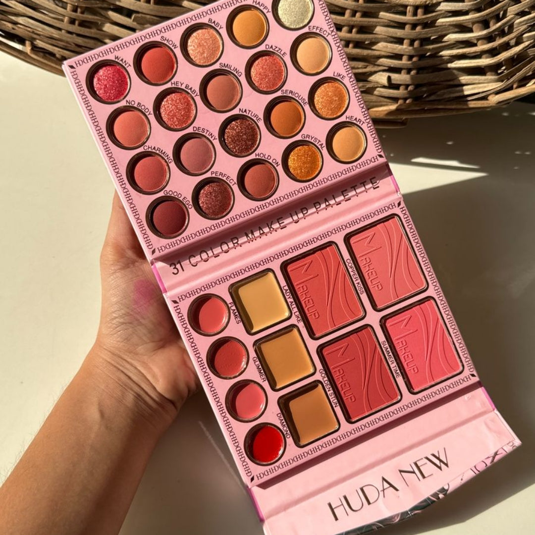 Mini Makeup Kit Book – All-in-One Face Palette with 20 Eyeshadows, 4 Blush, 3 Bronzer & Concealer, 4 Lip Shades