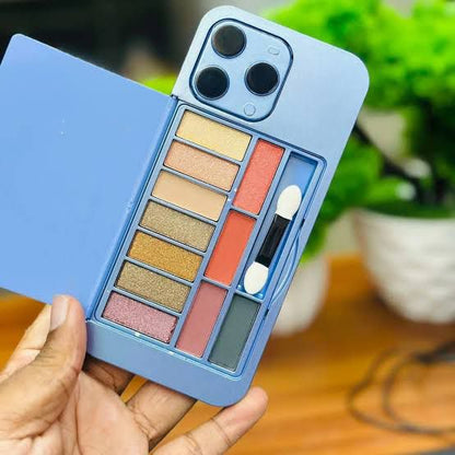 Korean iPhone Shape All-in-One Makeup Kit Pro Max | Blush, Highlighter & Eyeshadow Palette with Brush & Mirror | Cute Korean Aesthetic Portable Makeup Kit for Girls