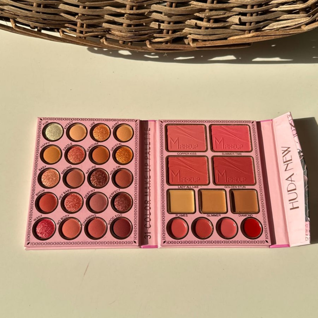 Mini Makeup Kit Book – All-in-One Face Palette with 20 Eyeshadows, 4 Blush, 3 Bronzer & Concealer, 4 Lip Shades